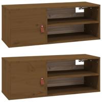 Wandkasten 2 st 80x30x30 cm massief grenenhout honingbruin - thumbnail