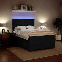 Boxspring met matras fluweel zwart 160x200 cm - thumbnail