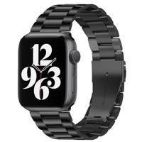 By Qubix - Stalen schakelband - Zwart - Compatible met Apple watch 44mm / 45mm / 46mm / 49mm - Compatible Apple watch bandjes - thumbnail