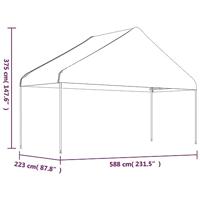 Prieel met dak 6,69x5,88x3,75 m polyetheen wit - thumbnail