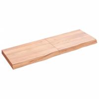 Wandschap 120x40x(2-6)cm behandeld massief eikenhout lichtbruin - thumbnail