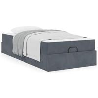 Bedframe met matras met opslag Donkergrijs 80 x 200 cm Fluweel - thumbnail