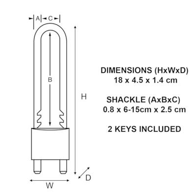 Masterlock 50mm - 70 to 155mm adjustable & removable hardened steel shackle, 7mm - 1950EURD