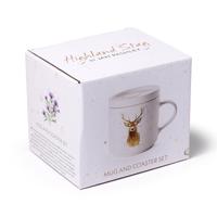 Jan Pashley Wild Hert Porselein Mok met Onderzetterdeksel Set - thumbnail