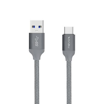 Nevox 1480 2m USB A USB C Grijs USB-kabel