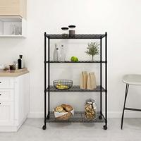 Opbergrek 4-laags met wielen 200 kg 90x35x142 cm zwart - thumbnail