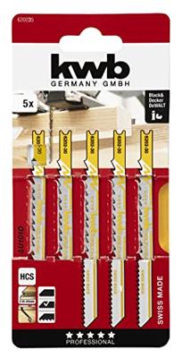 kwb 620235 Decoupeerzaagbladen, houtbewerking, HCS, universele schacht, Profi-Pack, 5x middel 5 stuk(s)