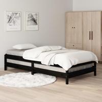 Bed stapelbaar 75x190 cm massief grenenhout zwart - thumbnail