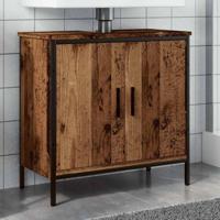 Wastafelkast 60x30x60 cm bewerkt hout oud houtkleurig - thumbnail