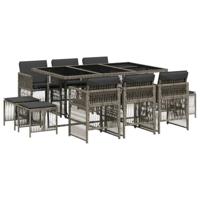 11-delige Tuinset met kussens poly rattan grijs - thumbnail