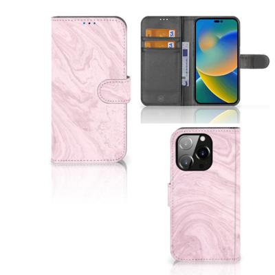 iPhone 14 Pro | Bookcase | Marble Pink - Origineel Cadeau Vriendin