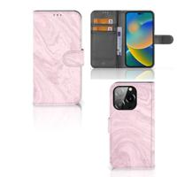 iPhone 14 Pro | Bookcase | Marble Pink - Origineel Cadeau Vriendin - thumbnail