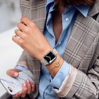 Magnetische stalen band - Zeer sterke magneet - Titanium kleur - Geschikt voor Apple Watch 44mm / 45mm / 46mm / 49mm - thumbnail