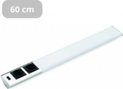 LED Onderbouwlamp 60 cm met 2 stopcontacten - Keukenlamp Onderbouw - Zilver LED Onderbouwlamp 60 cm met 2 stopcontacten - Keukenlamp Onderbouw - Zilver