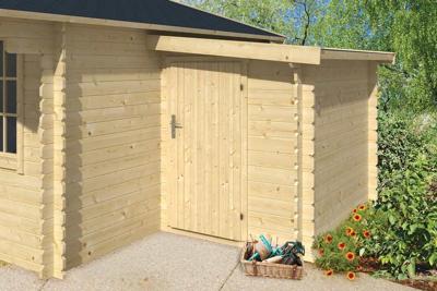 Tuindeco Blokhut Aanbouw 160x300 cm 44 mm vuren blank- - Hout- Tuindeco