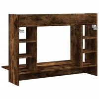 Wandbureau 105x48x75 cm bewerkt hout gerookt eikenkleurig - thumbnail