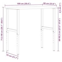 Werkbank 100x60x(71,5-98) cm eikenhout lichtbruin - thumbnail