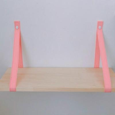 Simple Pine Felt Handger Creative Color Strip Single Layer Wood Shelf Rack(Pink )