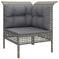 5-delige Loungeset met kussens poly rattan grijs - thumbnail