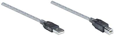 Manhattan 510424 USB-kabel USB 2.0 USB-A stekker, USB-B stekker 11.00 m Transparant