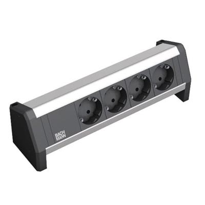 Bachmann 339.1000 Stekkerdoos 4-voudig Zwart, Aluminium Randaarde stekker 1 stuk(s)