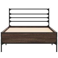 Bedframe bewerkt hout en metaal bruin eikenkleurig 75x190 cm - thumbnail