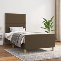 Bedframe zonder matras 90x200 cm stof donkerbruin - thumbnail