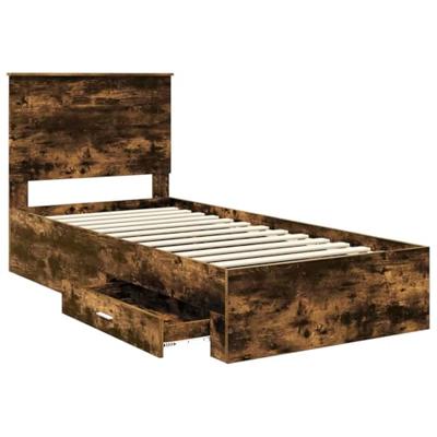 Bedframe met hoofdeinde Gerookt eiken 90 x 200 cm Bewerkt hout