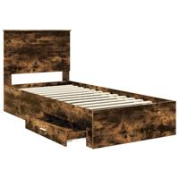Bedframe met hoofdeinde Gerookt eiken 90 x 200 cm Bewerkt hout - thumbnail