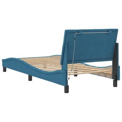 Bedframe met LED-verlichting fluweel blauw 90x190 cm