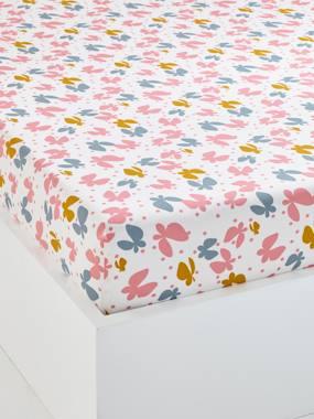 Kinderhoeslaken FLADDEREND roze met print