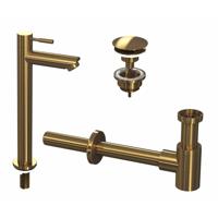 INK 2A Fonteinkraanset - staande Fonteinkraan - hoog - always open - plug en designSifon - Brushed mat goud 9902413 - thumbnail