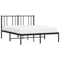 Bedframe met hoofdbord metaal zwart 160x200 cm - thumbnail