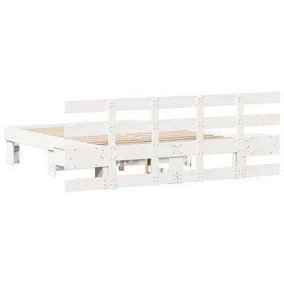 Bedframe met lade Wit Massief grenenhout en massief grenenhout
