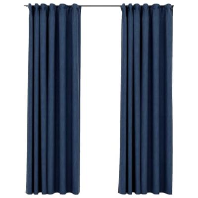 VidaXL Gordijnen linnen-look verduisterend haken 2 st 140x245 cm blauw VidaXL Gordijnen linnen-look verduisterend haken 2 st 140x245 cm blauw
