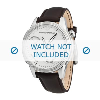 Armani horlogeband AR4644 Leder Donkerbruin 22mm + bruin stiksel