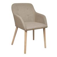 Eetkamerstoelen 2 st stof en massief eikenhout beige - thumbnail