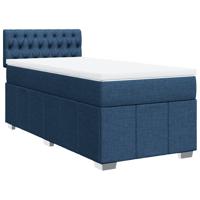 Boxspring met matras stof blauw 90x200 cm - thumbnail