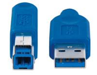 Manhattan 322430 SuperSpeed USB 3.0 aansluitkabel (A-stekker/B-stekker) 2 m blauw - thumbnail