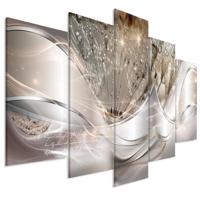 Schilderij - Moderne paardebloemen, beige, 5 luik 225x100cm - thumbnail