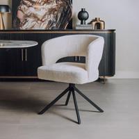Tower Living Draaibare Eetkamerstoel 'Mura' Chenille, kleur Pearl - thumbnail