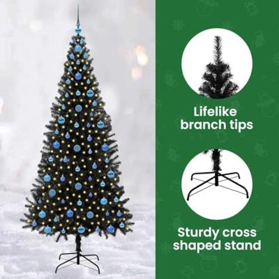 VidaXL Kerstboom met 300 led met standaard zwart 210 cm pvc