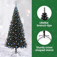 VidaXL Kerstboom met 300 led met standaard zwart 210 cm pvc - thumbnail