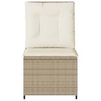 Tuinbank verstelbaar met kussens poly rattan beige - thumbnail