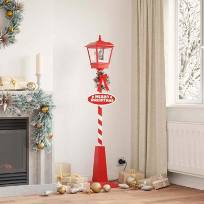 Kerststraatlamp met lantaarn Rood 40.5x40.5x180cm Metaal Kerststraatlamp met lantaarn Rood 40.5x40.5x180cm Metaal
