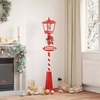Kerststraatlamp met lantaarn Rood 40.5x40.5x180cm Metaal - thumbnail