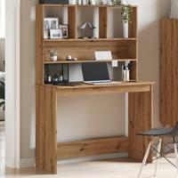Bureau met schappen 102x45x148 cm bewerkt hout artisanaal eiken - thumbnail