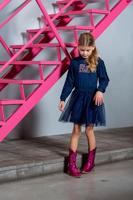 B.Nosy winter sweat jurk meisjes - navy blauw - Dasha - mesh rok - thumbnail