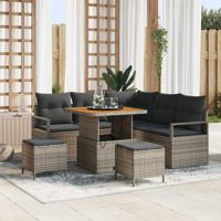 Tuinbankenset met kussen 8 pcs Grijs poly rattan - thumbnail