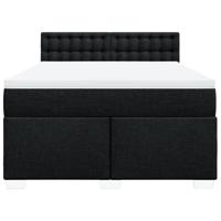 Boxspring met matras stof zwart 140x190 cm - thumbnail